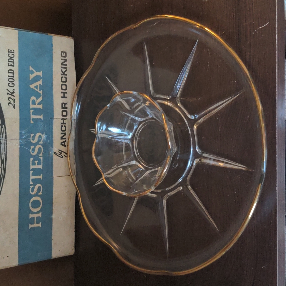Vintage Anchor Hocking Swedish 2 pc. Chip and Dip Set